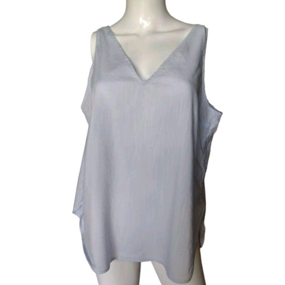 Old Navy Blouse Women Large Blue Sleeveless Tank Top Relaxed Vacation Summer